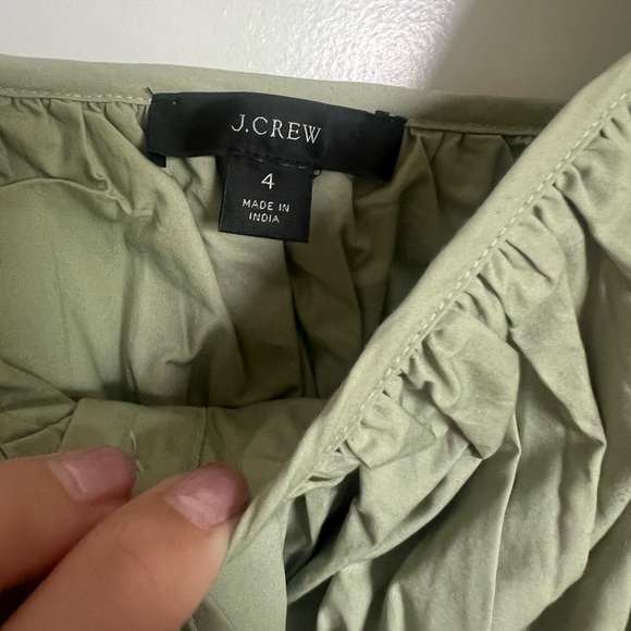 J. Crew Cinched Waist Organic Cotton Dress Pistachio Green 4 - Picture 3 of 3